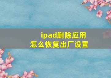 ipad删除应用怎么恢复出厂设置