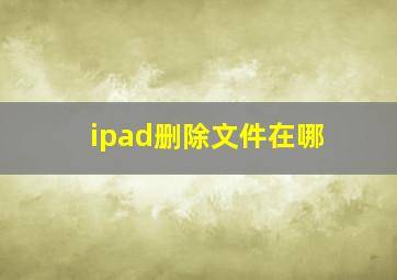 ipad删除文件在哪