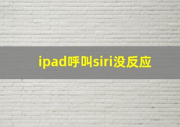 ipad呼叫siri没反应