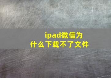 ipad微信为什么下载不了文件