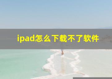 ipad怎么下载不了软件