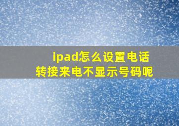 ipad怎么设置电话转接来电不显示号码呢