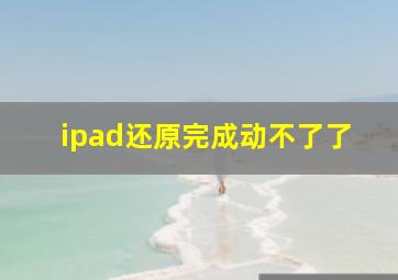 ipad还原完成动不了了