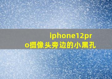 iphone12pro摄像头旁边的小黑孔