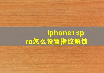 iphone13pro怎么设置指纹解锁