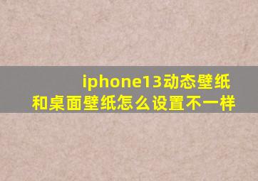 iphone13动态壁纸和桌面壁纸怎么设置不一样