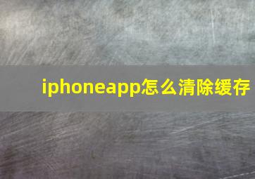 iphoneapp怎么清除缓存