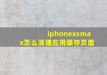 iphonexsmax怎么清理应用缓存页面