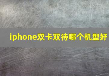 iphone双卡双待哪个机型好