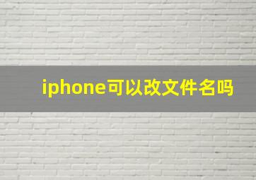 iphone可以改文件名吗