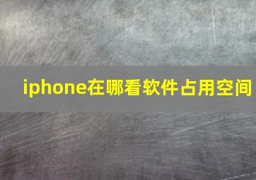 iphone在哪看软件占用空间