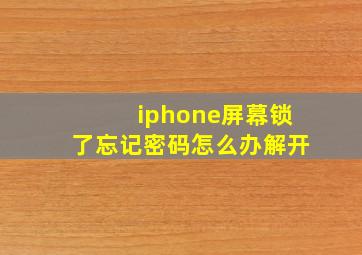 iphone屏幕锁了忘记密码怎么办解开