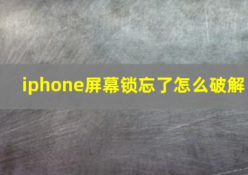 iphone屏幕锁忘了怎么破解