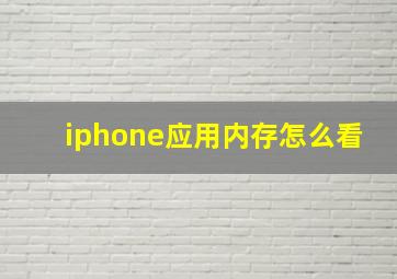 iphone应用内存怎么看