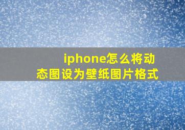 iphone怎么将动态图设为壁纸图片格式