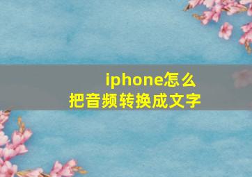 iphone怎么把音频转换成文字