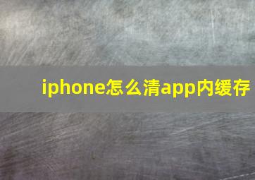 iphone怎么清app内缓存