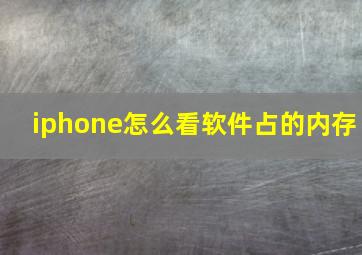 iphone怎么看软件占的内存