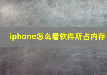 iphone怎么看软件所占内存