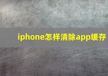 iphone怎样清除app缓存