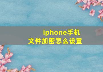 iphone手机文件加密怎么设置