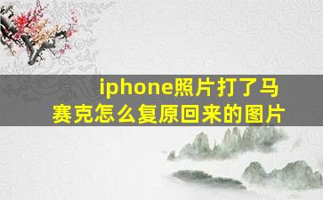 iphone照片打了马赛克怎么复原回来的图片