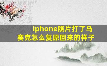 iphone照片打了马赛克怎么复原回来的样子