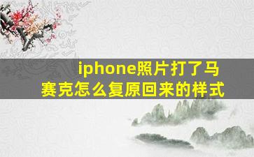 iphone照片打了马赛克怎么复原回来的样式