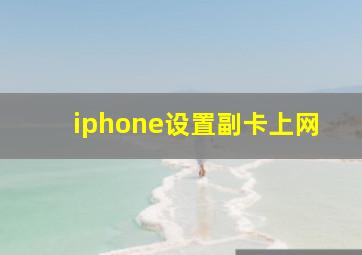 iphone设置副卡上网