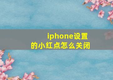 iphone设置的小红点怎么关闭