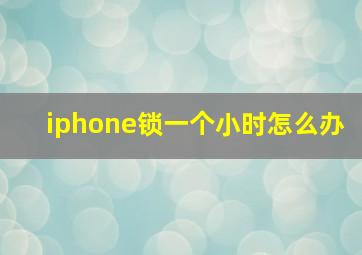 iphone锁一个小时怎么办