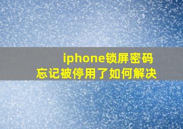 iphone锁屏密码忘记被停用了如何解决