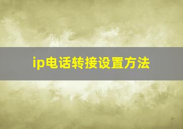 ip电话转接设置方法