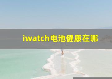 iwatch电池健康在哪