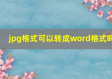 jpg格式可以转成word格式吗