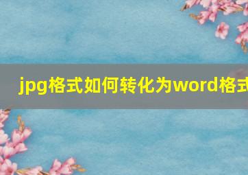 jpg格式如何转化为word格式