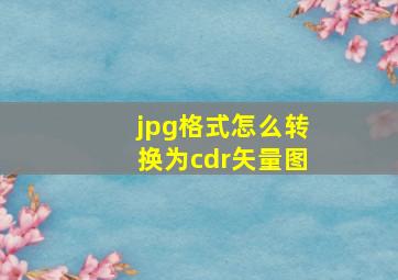 jpg格式怎么转换为cdr矢量图