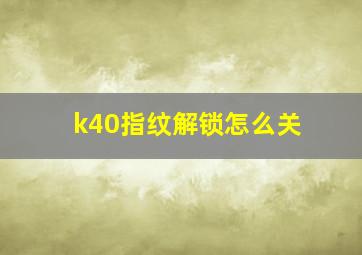 k40指纹解锁怎么关