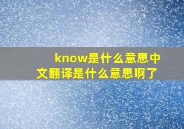 know是什么意思中文翻译是什么意思啊了