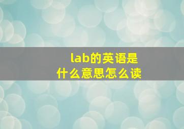 lab的英语是什么意思怎么读