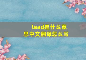 lead是什么意思中文翻译怎么写