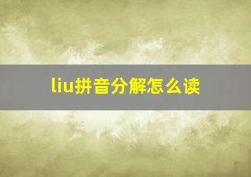 liu拼音分解怎么读