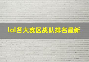 lol各大赛区战队排名最新