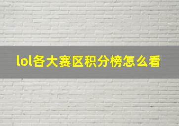 lol各大赛区积分榜怎么看