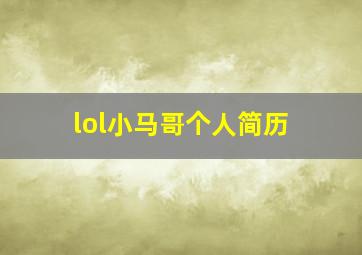 lol小马哥个人简历