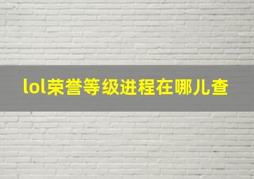 lol荣誉等级进程在哪儿查