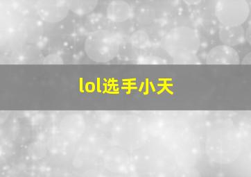 lol选手小天