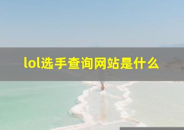 lol选手查询网站是什么