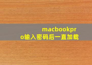 macbookpro输入密码后一直加载