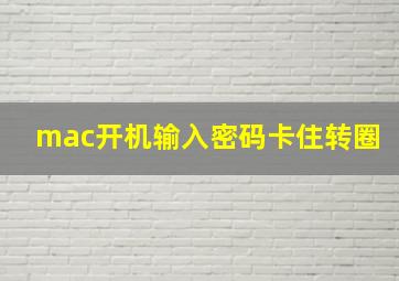 mac开机输入密码卡住转圈